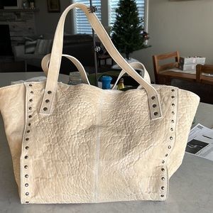 Johnny Was Cream Leather stuffed handbag